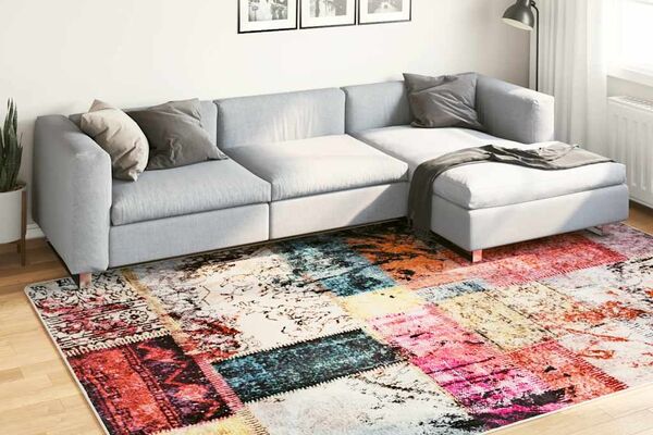 vidaXL Kilimas, spalvotas, 190x300cm, skiautinio dizaino
