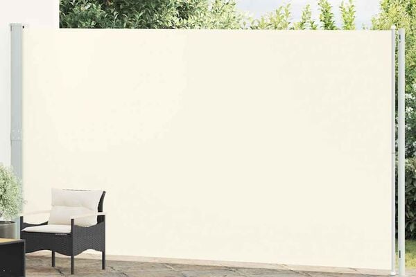 vidaXL Ištraukiama šoninė kiemo pertvara, kreminės spalvos, 220x600cm